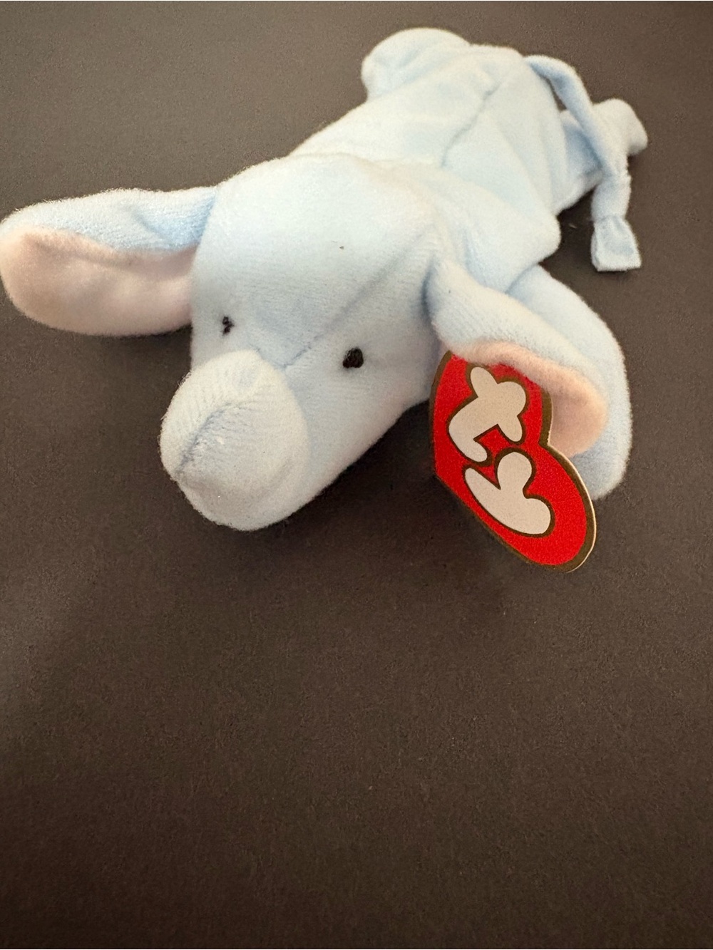 Ty Light Blue Elephant Teenie Beanie Baby Plush with Red Heart Tag